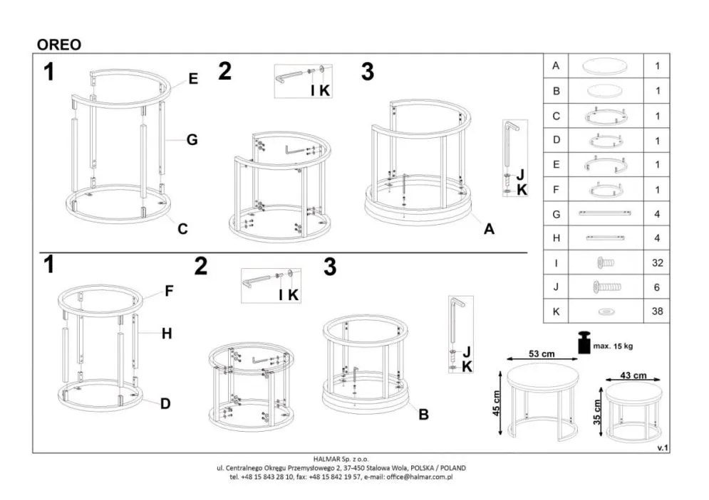 Zestaw 2 stolików OREO dąb san remo w stylu loft | MIRAT. styl LOFT