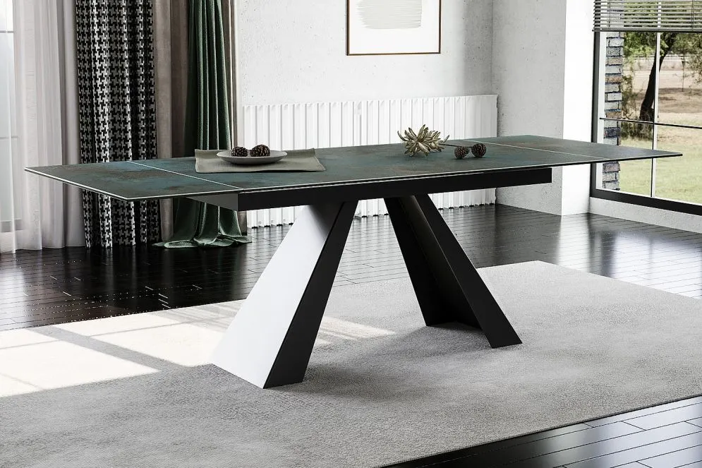 Stół SALVADORE CERAMIC 160(240)x90 turkusowy I sklep meblowy MIRAT. styl LOFT