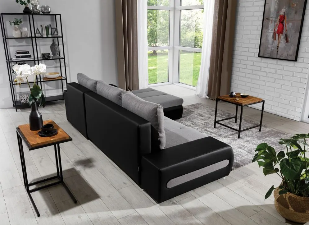 Narożnik z funkcją spania OTTAVIO szary/czarny lewy nowoczesny | MIRAT. w stylu  kolekcja