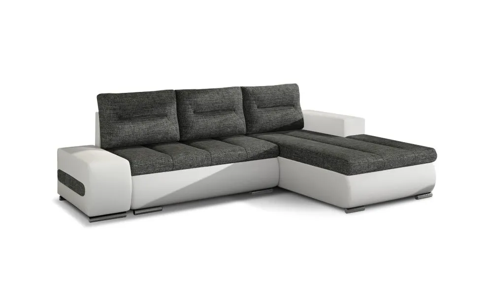 Narożnik z funkcją spania OTTAVIO grafitowy/biały prawy dwukolorowy | MIRAT. w stylu  kolekcja