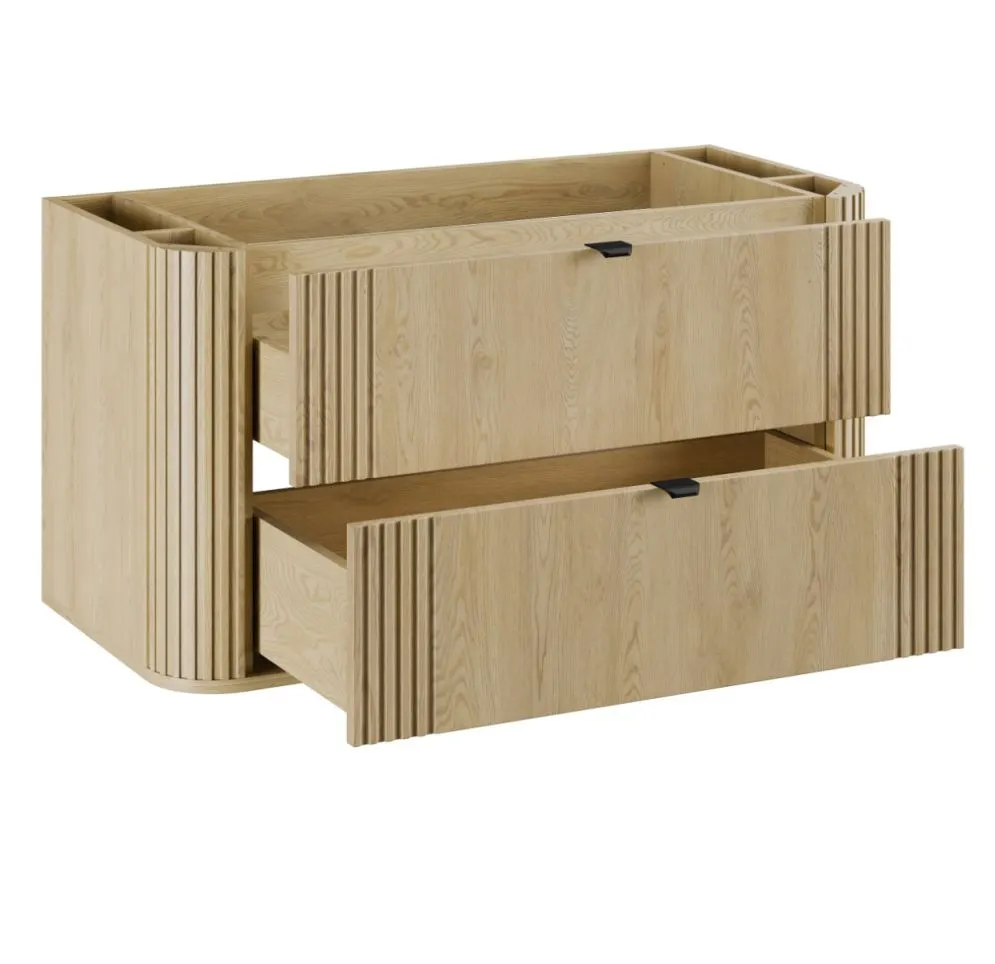 Szafka pod umywalkę OVALIA CREMONA 2S 100cm dąb cremona z umywalką wpuszczaną PURE I sklep meblowy MIRAT. styl RYFLOWANY, SKANDYNAWSKI kolekcja OVALIA