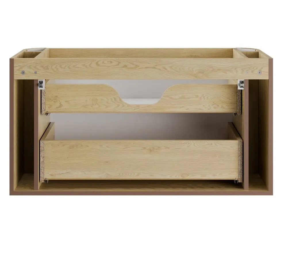 Szafka pod umywalkę OVALIA CREMONA 2S 100cm dąb cremona z umywalką wpuszczaną PURE I sklep meblowy MIRAT. styl RYFLOWANY, SKANDYNAWSKI kolekcja OVALIA