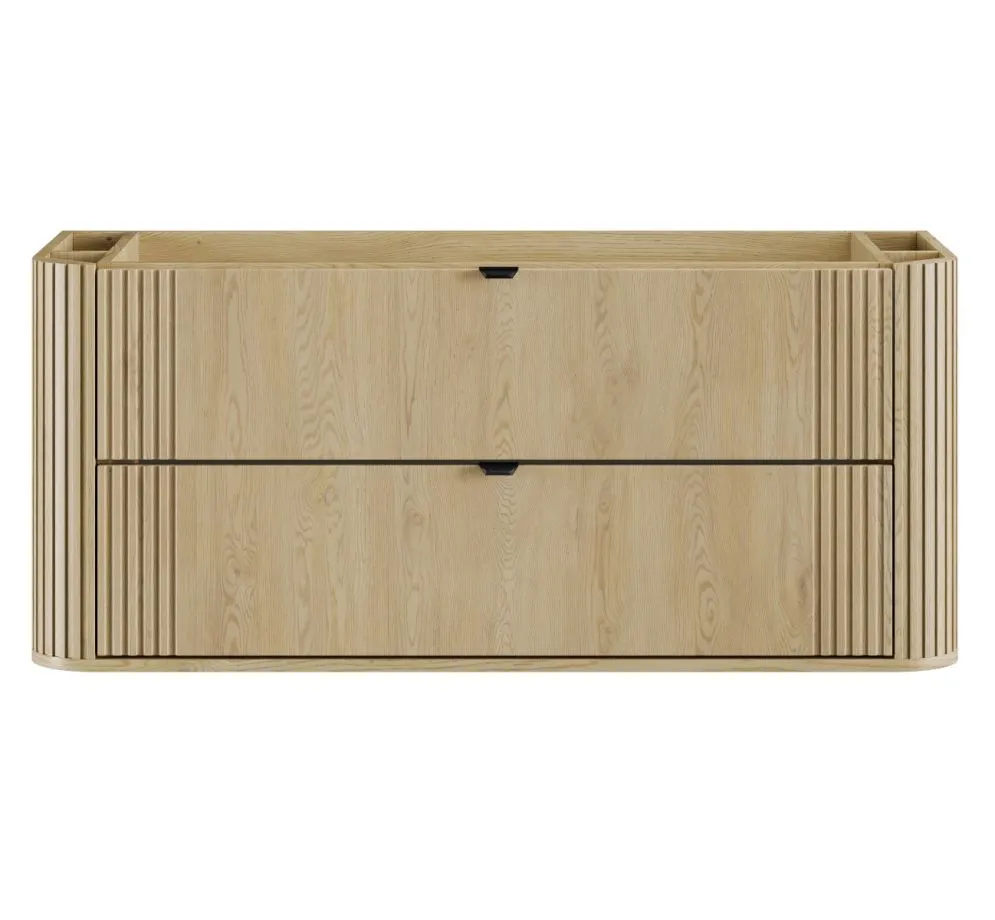 Szafka pod umywalkę OVALIA CREMONA 2S 120cm dąb cremona z umywalką nablatową RIVER I sklep meblowy MIRAT. styl RYFLOWANY, SKANDYNAWSKI kolekcja OVALIA