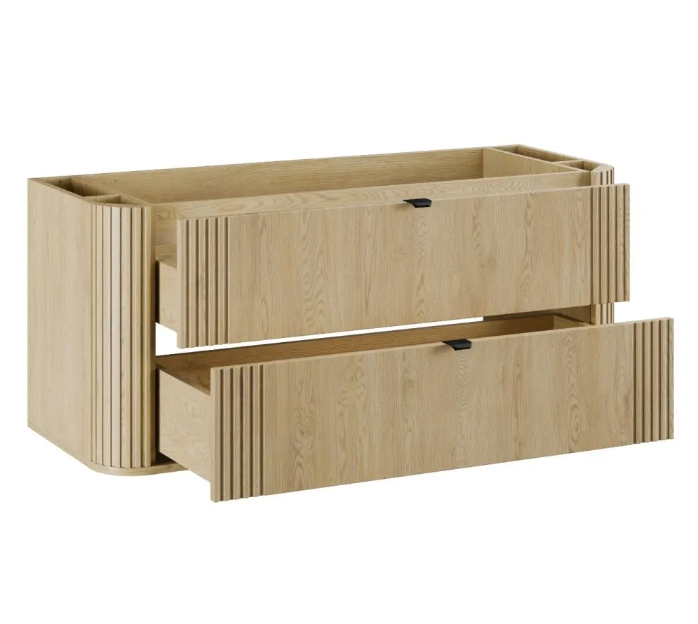 Wisząca szafka pod umywalkę nablatową OVALIA CREMONA 2S 120cm dąb cremona z blatem I sklep meblowy MIRAT. styl RYFLOWANY, SKANDYNAWSKI kolekcja OVALIA