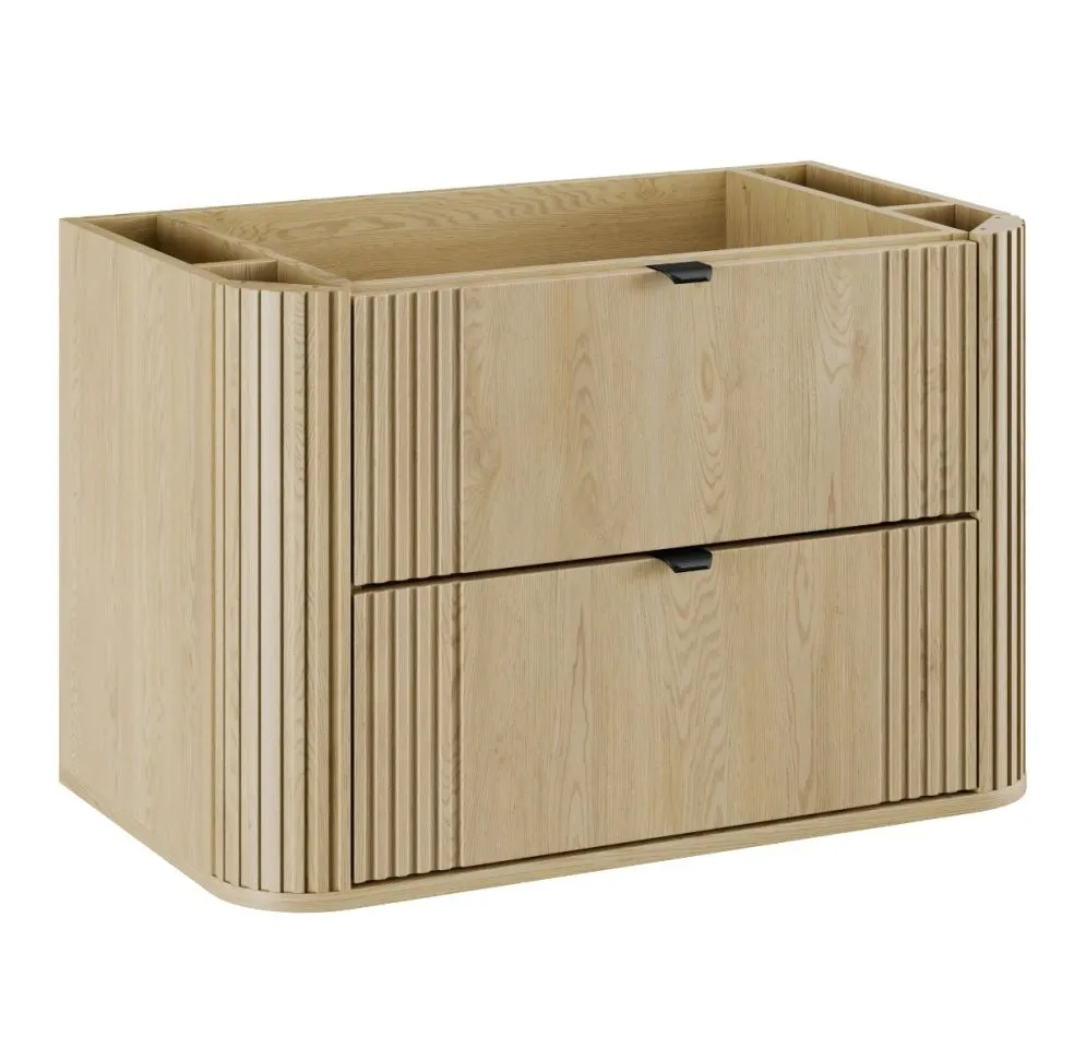 Szafka pod umywalkę OVALIA CREMONA 2S 80cm dąb cremona z umywalką nablatową CLOUD I sklep meblowy MIRAT. styl RYFLOWANY, SKANDYNAWSKI kolekcja OVALIA