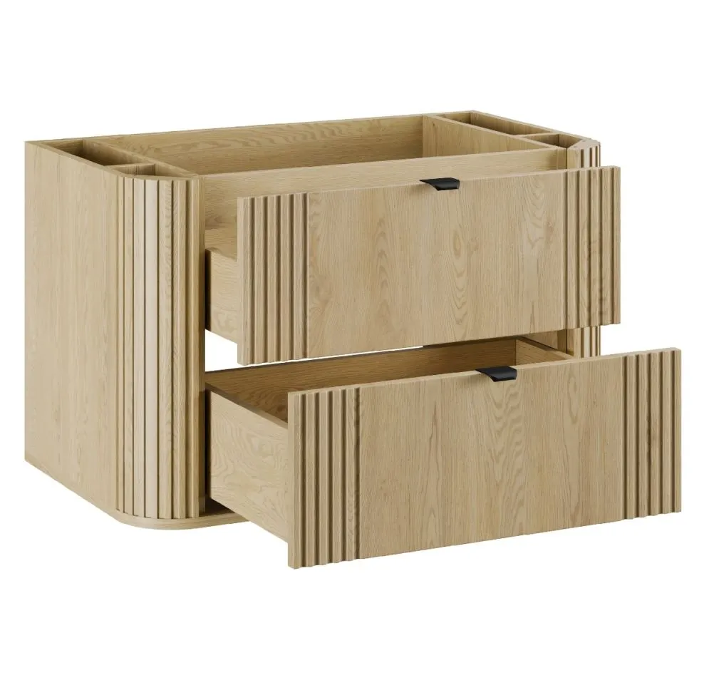 Ryflowana szafka pod umywalkę nablatową OVALIA CREMONA 2S 80cm dąb cremona z blatem I sklep meblowy MIRAT. styl RYFLOWANY, SKANDYNAWSKI kolekcja OVALIA