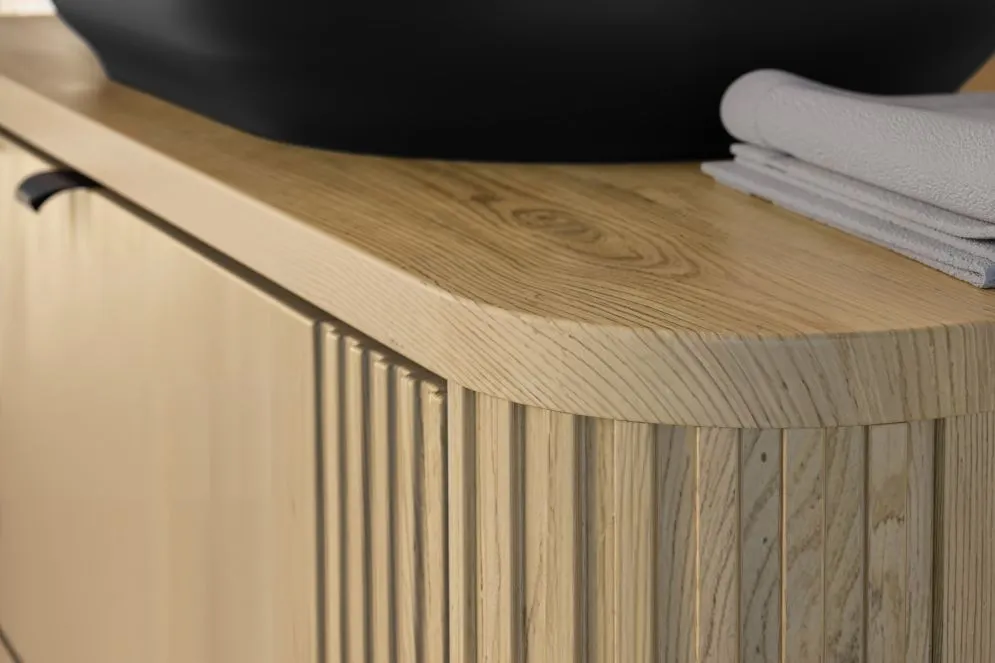 Szafka pod umywalkę OVALIA CREMONA 2S 80cm dąb cremona wisząca I sklep meblowy MIRAT. styl RYFLOWANY, SKANDYNAWSKI kolekcja OVALIA