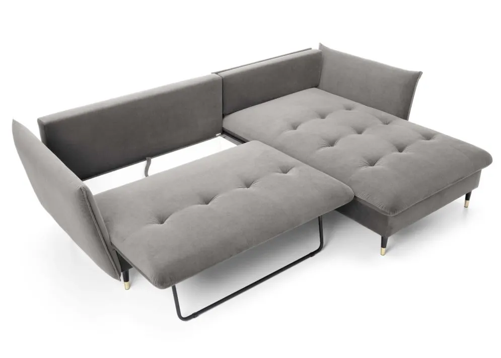 Narożnik z funkcją spania ATENA szary z pojemnikiem na pościel I sklep meblowy MIRAT. styl GLAMOUR