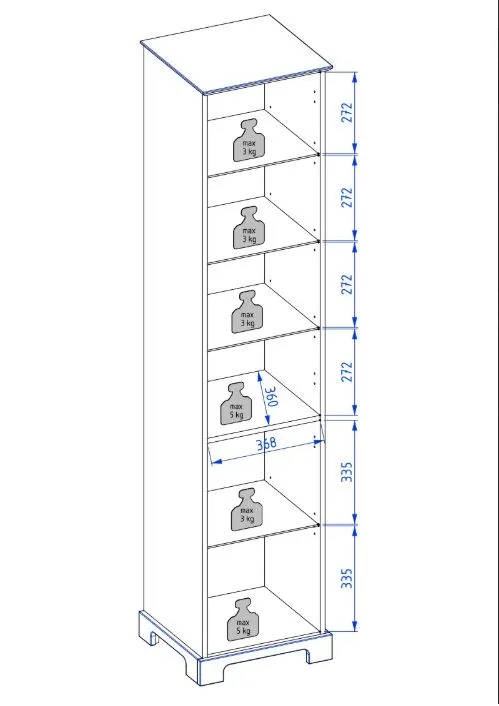 Dwudrzwiowa szafka łazienkowa wysoka OXFORD 40 cm w kolorze starej bieli półmat | MIRAT kolekcja OXFORD