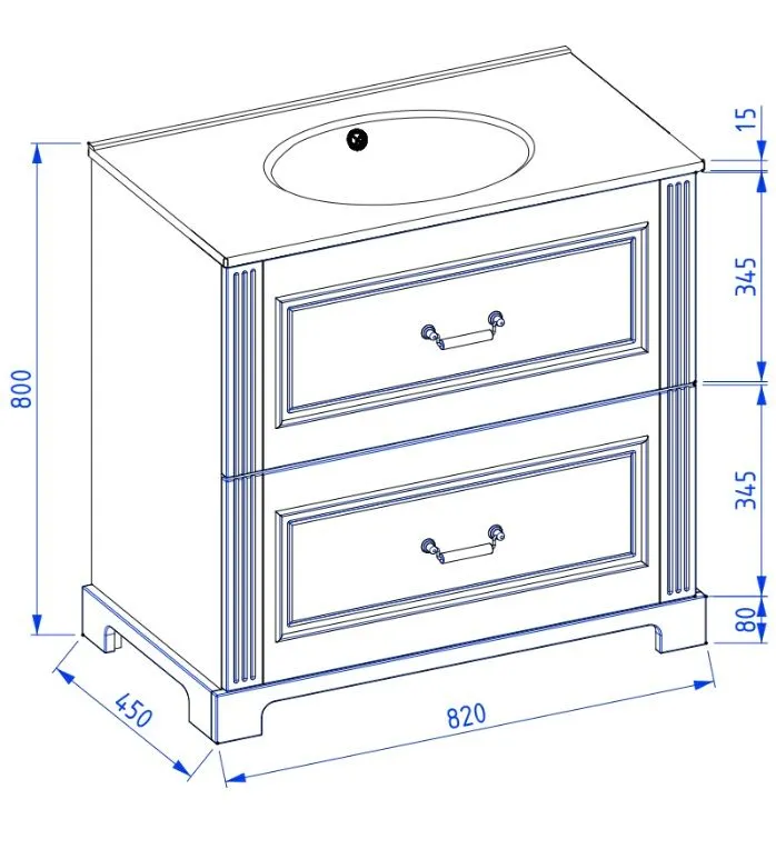 Szafka pod umywalkę OXFORD 80 cm w kolorze starej bieli półmat | MIRAT