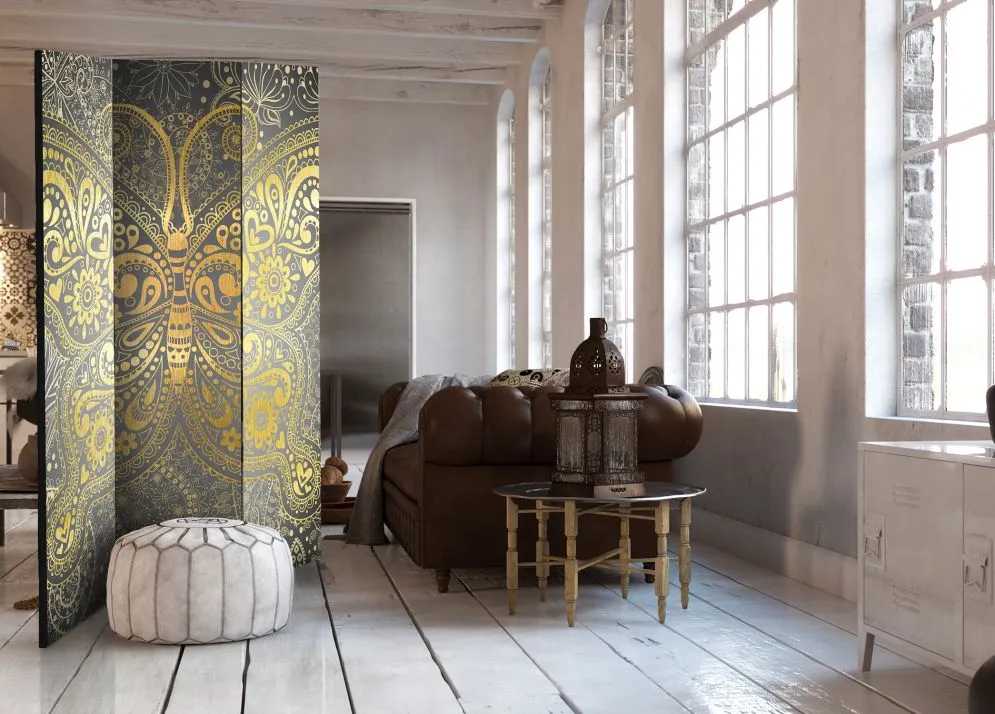 Parawan jednostronny Tła i desenie 135x172 cm 3-częściowy zielony | MIRAT.