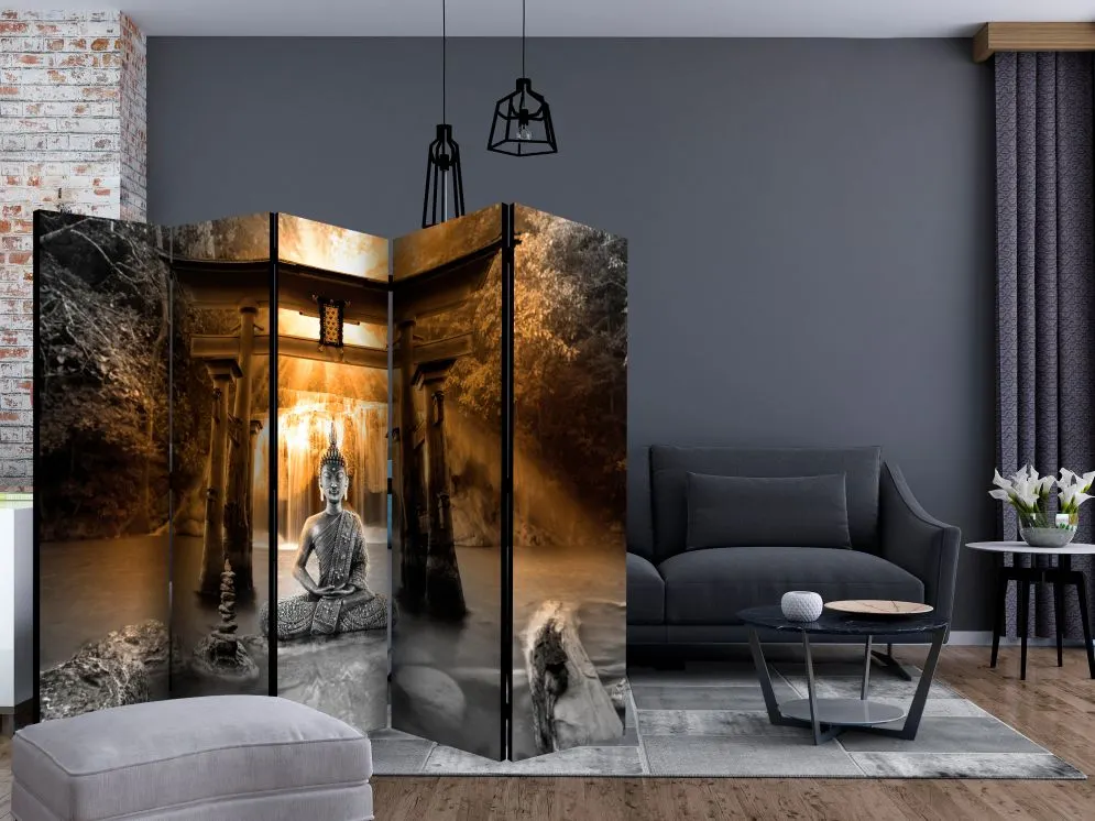 Parawan dwustronny Orient 225x172 cm 5-częściowy brązowy | MIRAT.