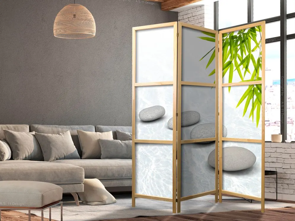 Parawan japoński Orient 135x172 cm 3-częściowy biały | MIRAT.