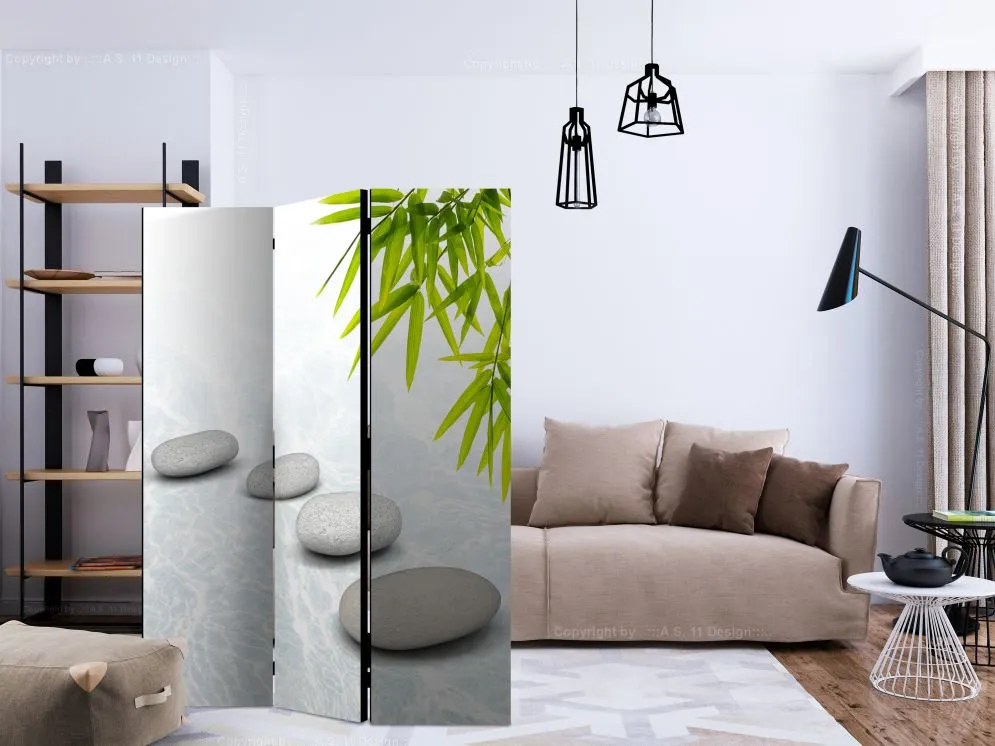 Parawan dwustronny Orient 135x172 cm 3-częściowy biały | MIRAT.