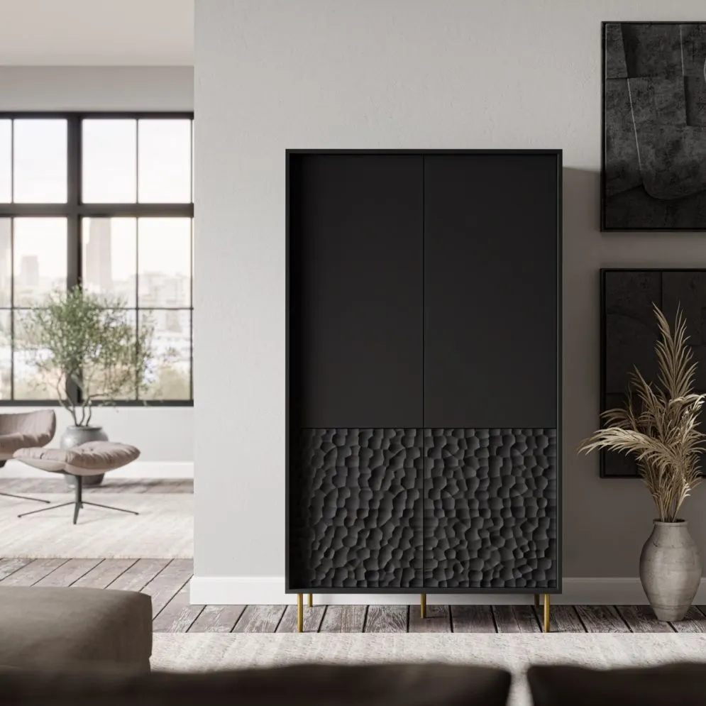 Szafa BULLET S-1 czarna fronty 3D I sklep meblowy MIRAT. styl LOFT kolekcja BULLET