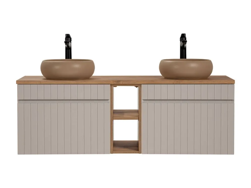 Szafka pod umywalkę nablatową ICONIC CASHMERE 60cm + ICONIC CASHMERE 60cm zestaw z blatem ryflowane fronty I sklep meblowy MIRAT. styl RYFLOWANY kolekcja ICONIC