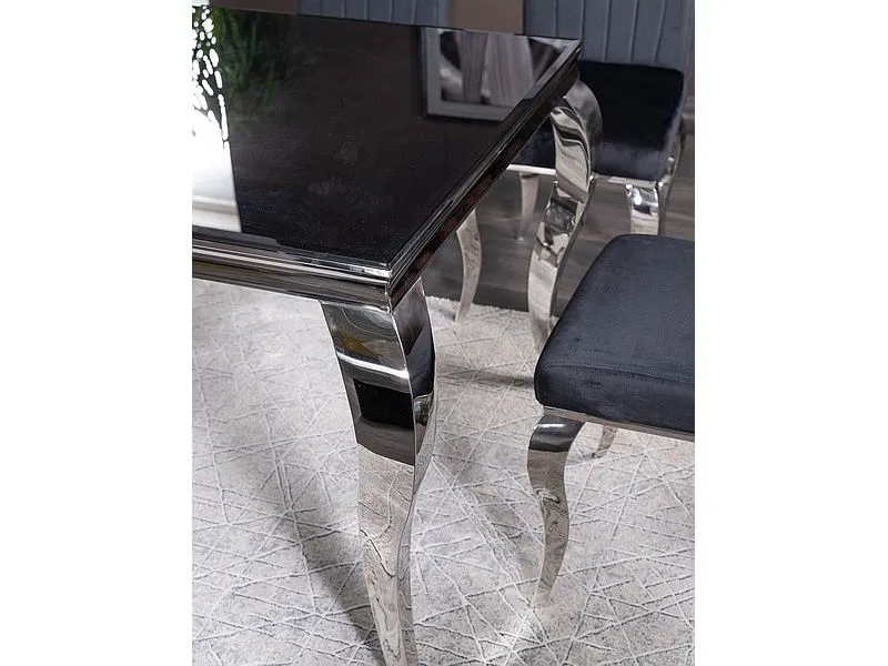 Stół PRINCE 150x90 czarny/chrom szklany w stylu glamour | MIRAT. styl GLAMOUR