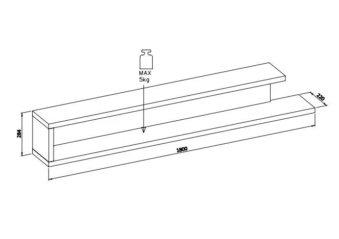 Półka wisząca SINTRA 180cm dąb samdal/biały połysk ścienna I sklep meblowy MIRAT. styl SKANDYNAWSKI