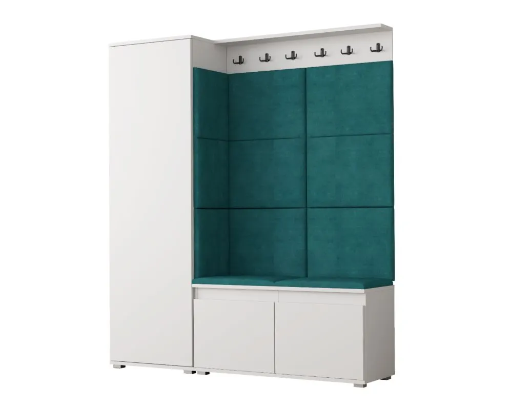 Garderoba z siedziskiem SINGAPUR 154 biała/zielona I sklep meblowy MIRAT. styl LOFT, SKANDYNAWSKI