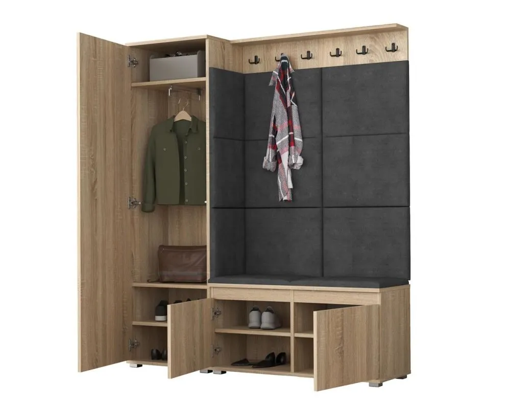 Garderoba do przedpokoju SINGAPUR 154 dąb sonoma/szara I sklep meblowy MIRAT. styl LOFT, SKANDYNAWSKI