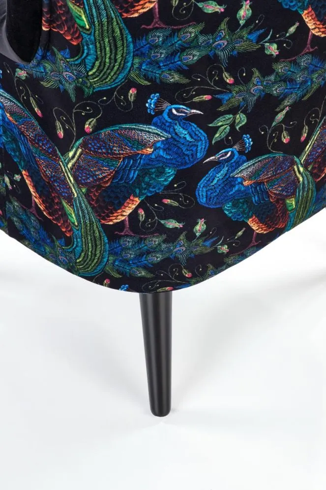 Fotel do salonu PAGONI VELVET czarny tapicerowany dekoracyjną tkaniną | MIRAT. styl LOFT