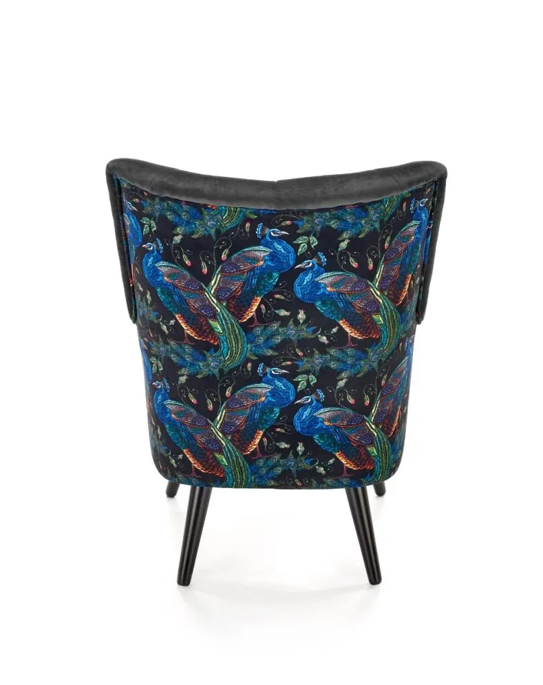 Fotel do salonu PAGONI VELVET czarny tapicerowany dekoracyjną tkaniną | MIRAT. styl LOFT