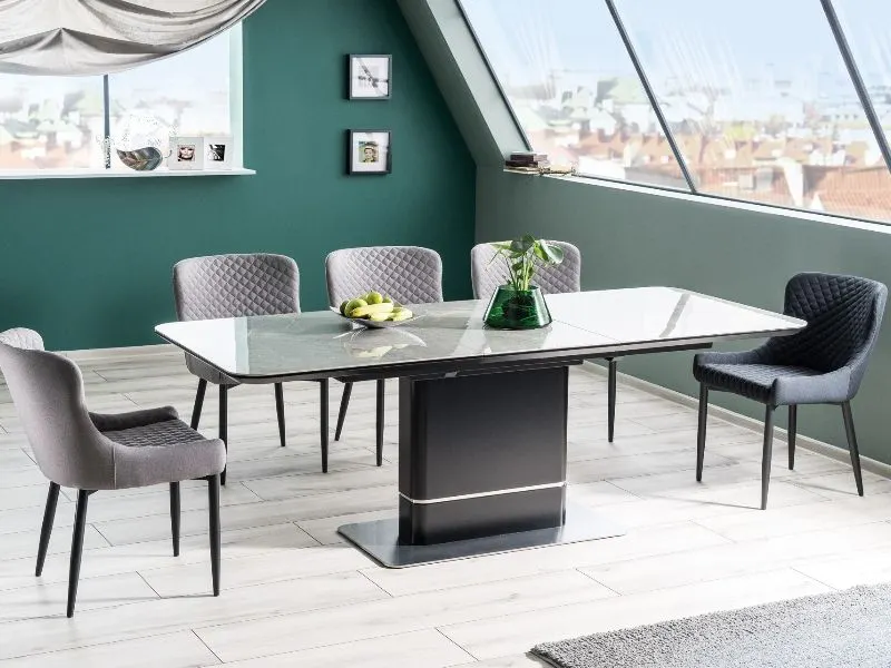 Nowoczesny stół do jadalni z marmurowym blatem na jednej nodze PALLAS CERAMIC