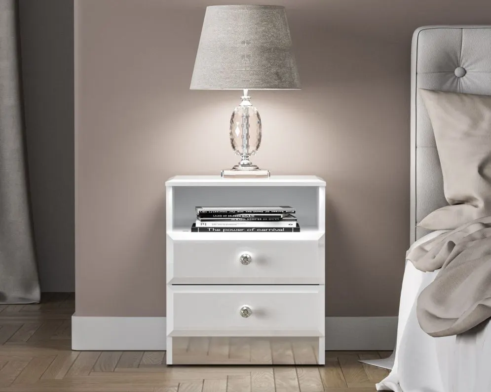 Szafka nocna BLANC 04 biały połysk I sklep meblowy MIRAT. styl GLAMOUR kolekcja BLANC