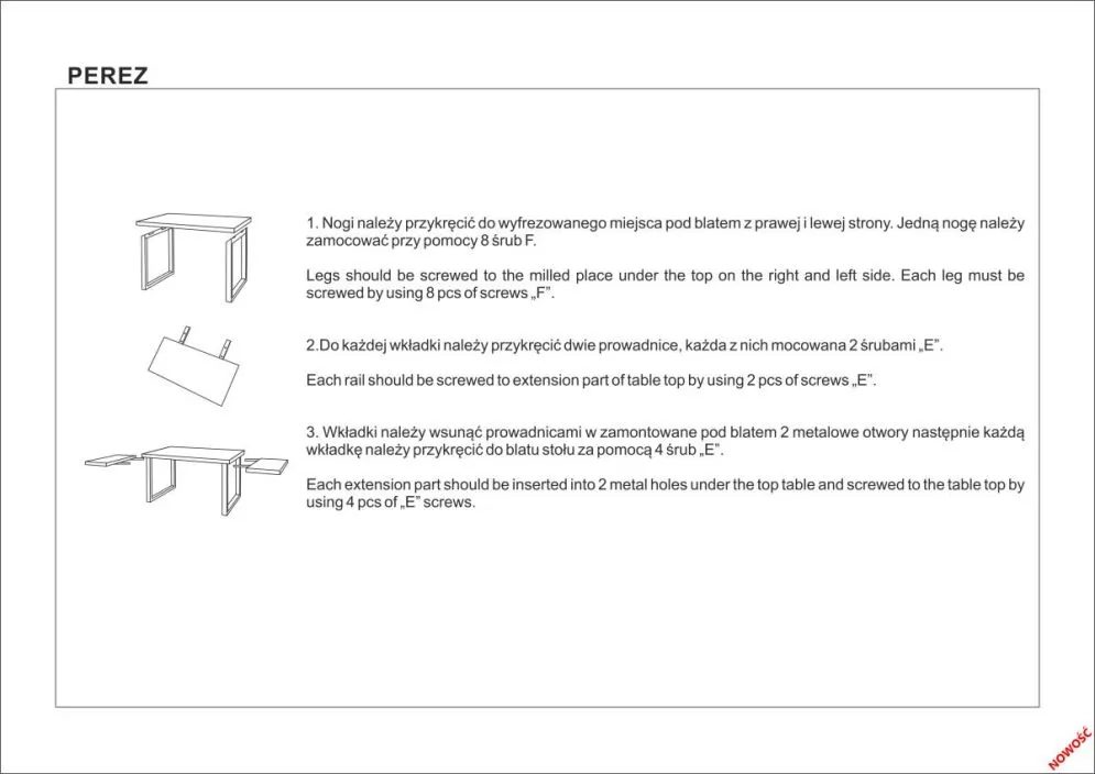Stół PEREZ 160(250)x90 jasny dąb fornirowany na metalowej podstawie | MIRAT. w stylu LOFT kolekcja