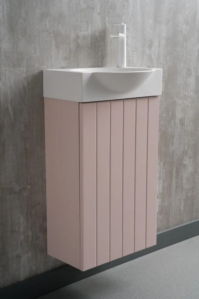 Zestaw Szafka łazienkowa wisząca z umywalką DIA 40 cm pudrowy róż półmat | MIRAT