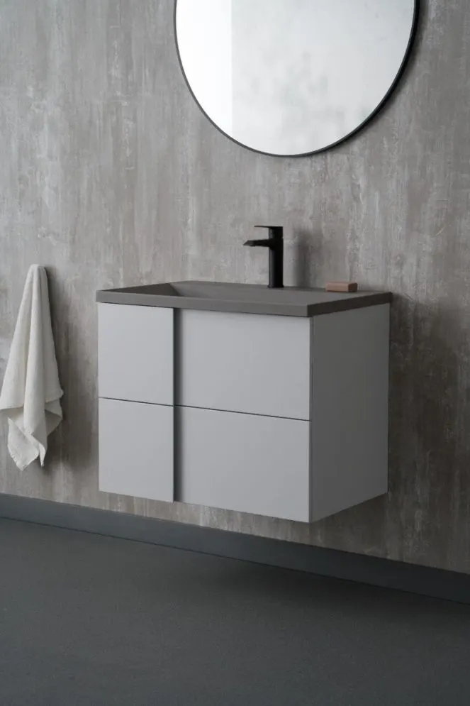 Szafka łazienkowa pod umywalkę EDGE 70 cm biało-szara półmat z organizerem | MIRAT