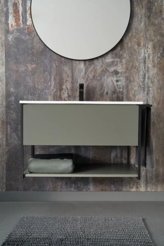 Szafka pod umywalkę LOV 80 cm szaro-zielona półmat z szufladą | MIRAT  kolekcja LOV