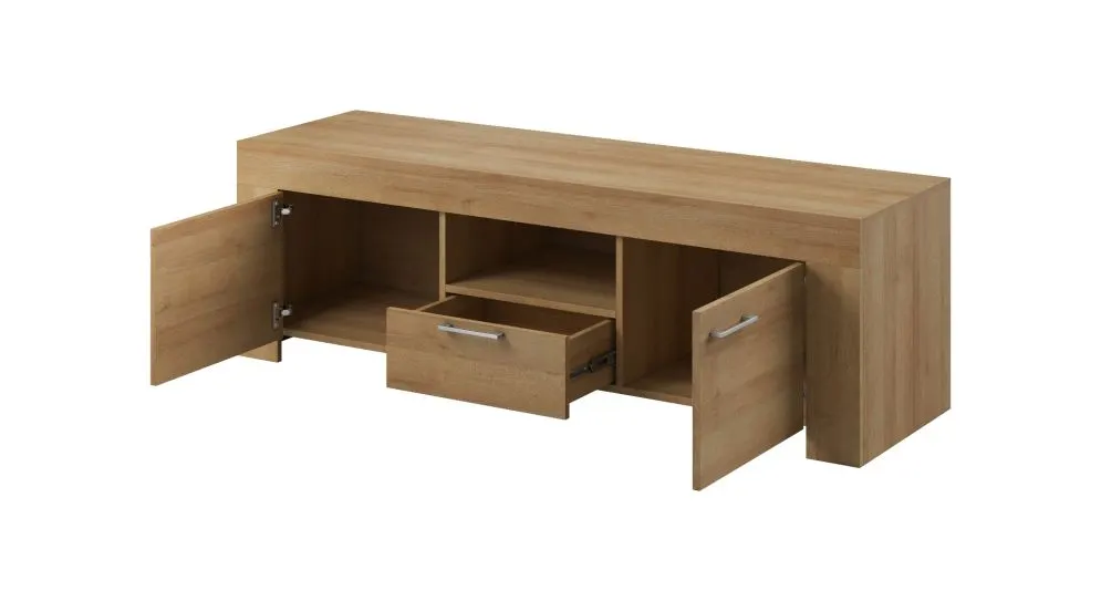 Szafka RTV BROKON 155 + półka 155 dąb riviera do salonu | MIRAT. w stylu kolekcja BROKON