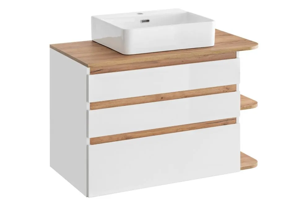 Szafka pod umywalkę nablatową PLATINUM 94 cm biała wisząca | MIRAT. kolekcja PLATINUM