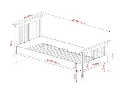 Łóżko dla dziecka z surowego drewna Bajtek 160x80 nielakierowane | MIRAT