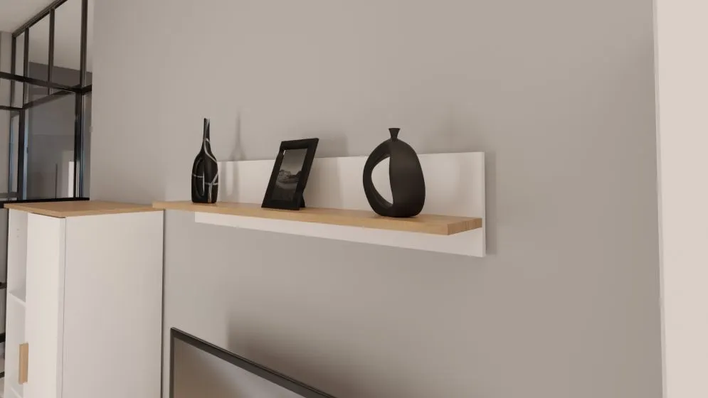 Półka DENVER biała/hikora wisząca na książki I sklep meblowy MIRAT. styl SKANDYNAWSKI kolekcja DENVER