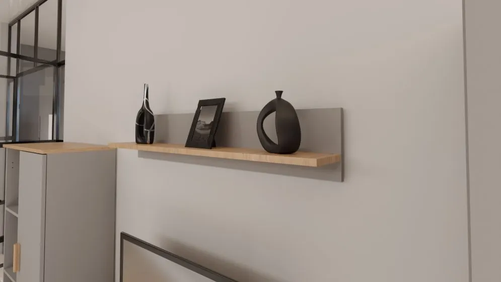 Półka DENVER szara/hikora ścienna na dekoracje I sklep meblowy MIRAT. styl SKANDYNAWSKI kolekcja DENVER