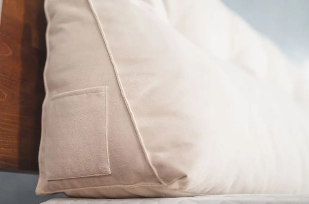 Poduszka zagłówek PILLOW CHIC 180 beżowa na łóżko | MIRAT.