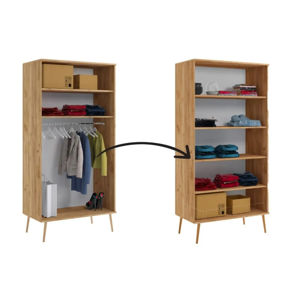 Szafa LEBEL z drążkiem 100cm dąb craft złoty w stylu skandynawskim | MIRAT. styl SKANDYNAWSKI kolekcja LEBEL