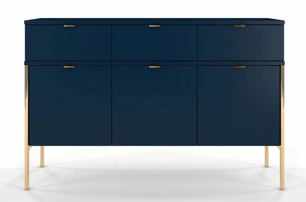 Komoda POLKA granatowa z szafkami w stylu glamour | MIRAT. styl GLAMOUR kolekcja POLKA