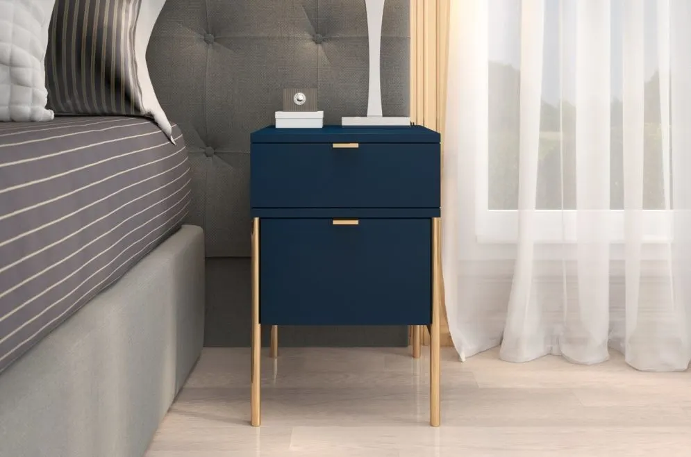 Szafka nocna POLKA granatowa z cichym domykiem | MIRAT. w stylu GLAMOUR kolekcja POLKA