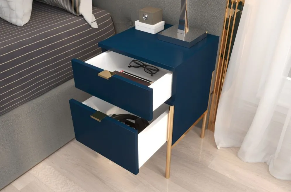 Szafka nocna POLKA granatowa z cichym domykiem | MIRAT. w stylu GLAMOUR kolekcja POLKA