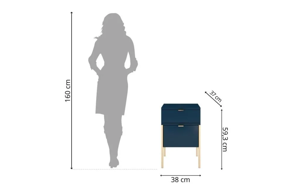 Szafka nocna POLKA granatowa z cichym domykiem | MIRAT. w stylu GLAMOUR kolekcja POLKA