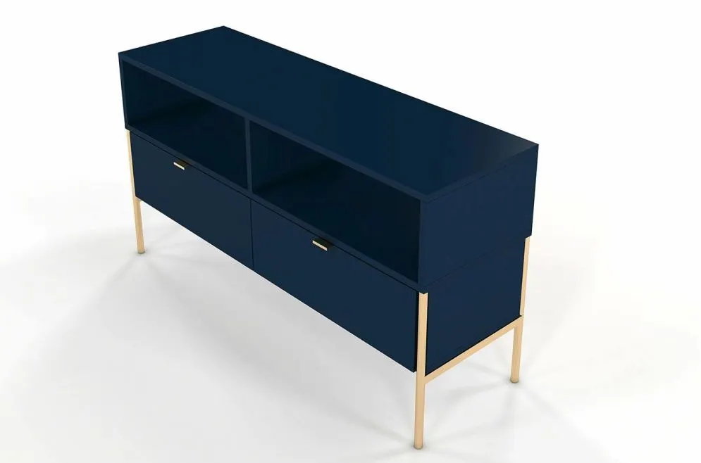 Szafka RTV POLKA granatowa z szufladami | MIRAT. styl GLAMOUR kolekcja POLKA