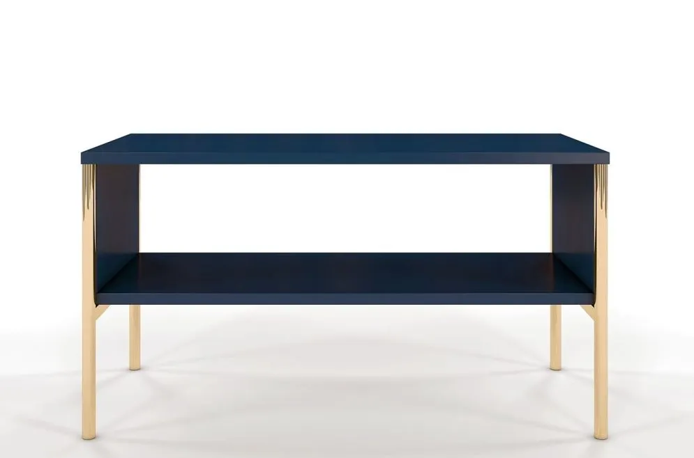 Ława POLKA granatowa ze złotymi nogami | MIRAT. w stylu GLAMOUR kolekcja POLKA