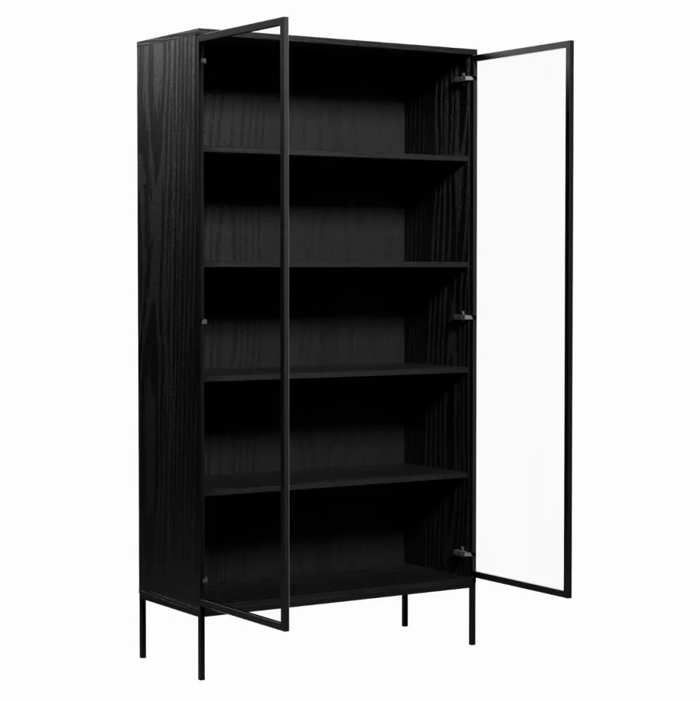 Witryna wysoka KRON 100cm czarny dąb do salonu I sklep meblowy MIRAT. styl LOFT kolekcja KRON