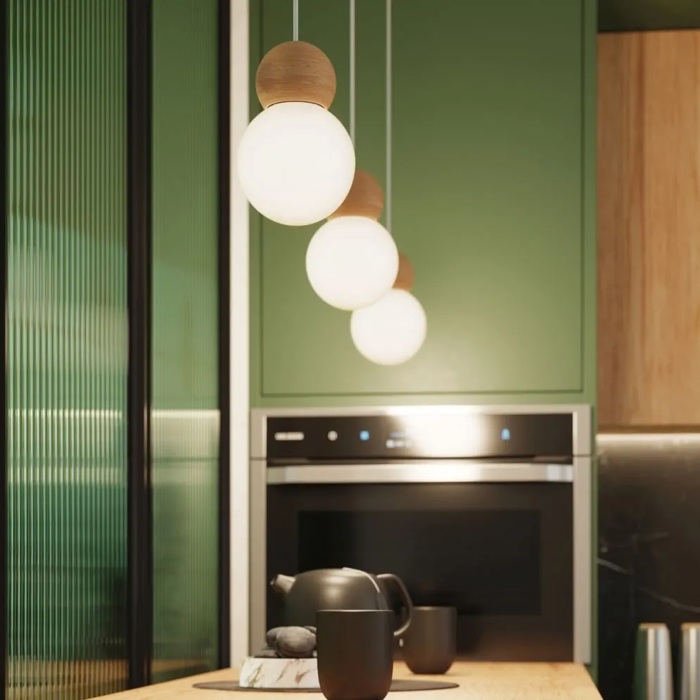 Lampa wisząca PEKKA 3P biała/naturalne drewno kule | sklep MIRAT  kolekcja pekka