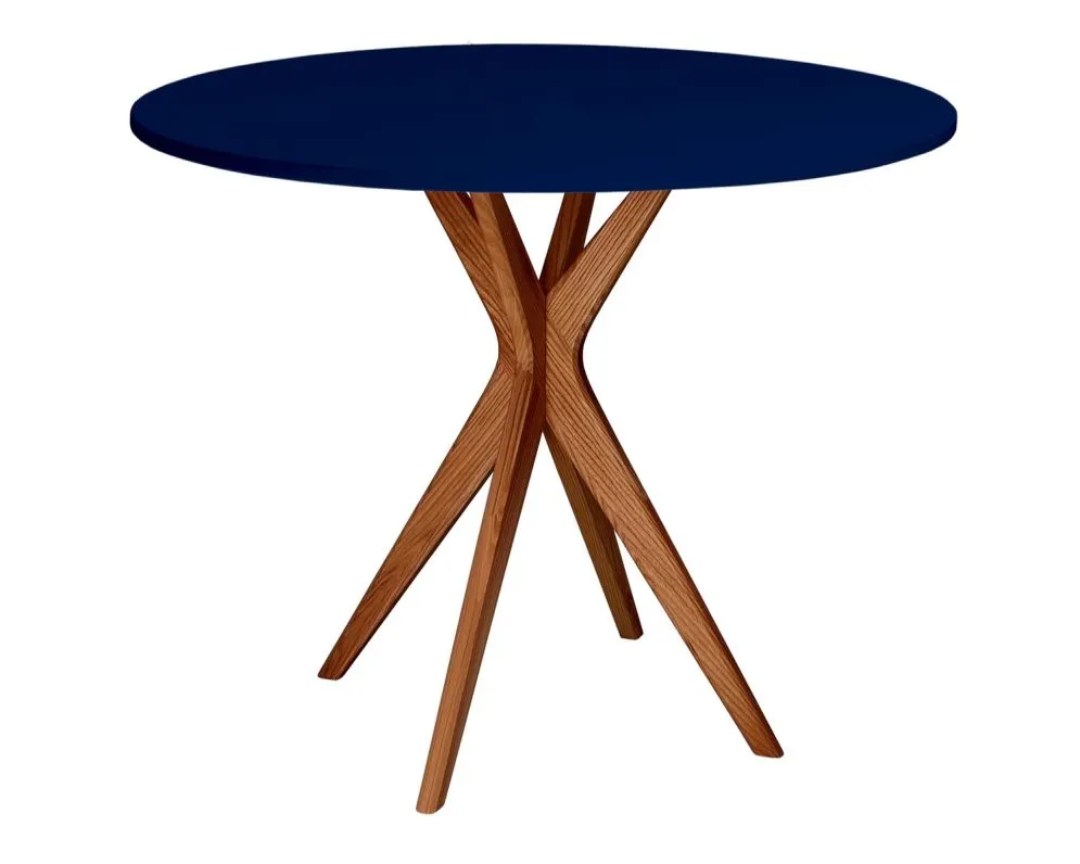 Stół okrągły CUTTI 80x80 granatowy/dąb I sklep meblowy MIRAT.