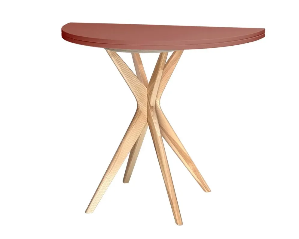 Stół półokrągły CUTTI 90x90 rozkładany koralowy/dąb I sklep meblowy MIRAT. styl PASTELE