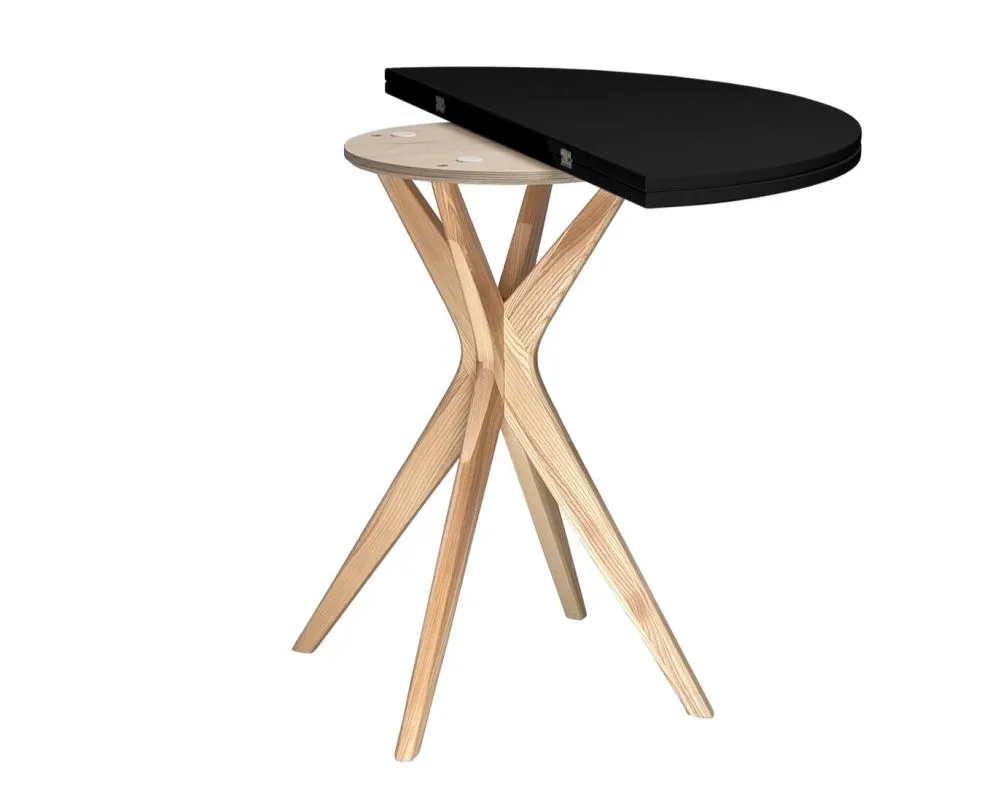 Stół półokrągły CUTTI 90x90 rozkładany czarny/dąb I sklep meblowy MIRAT. styl PASTELE